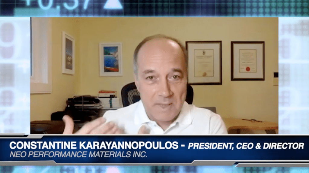 Neo Performance Materials. Screenshot image of Constantine Karayannopoulos during interview.